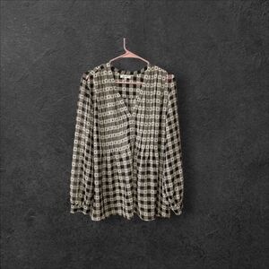 Max Studio Black and White Checkered Blouse